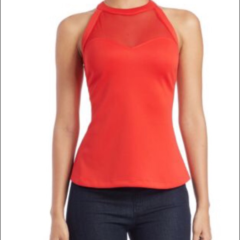 Guess Mesh Peplum Top